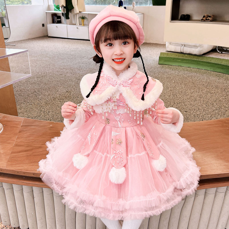 女童公主裙冬季新款拜年服童装蛇年喜庆过年衣服儿童裙子唐装年服