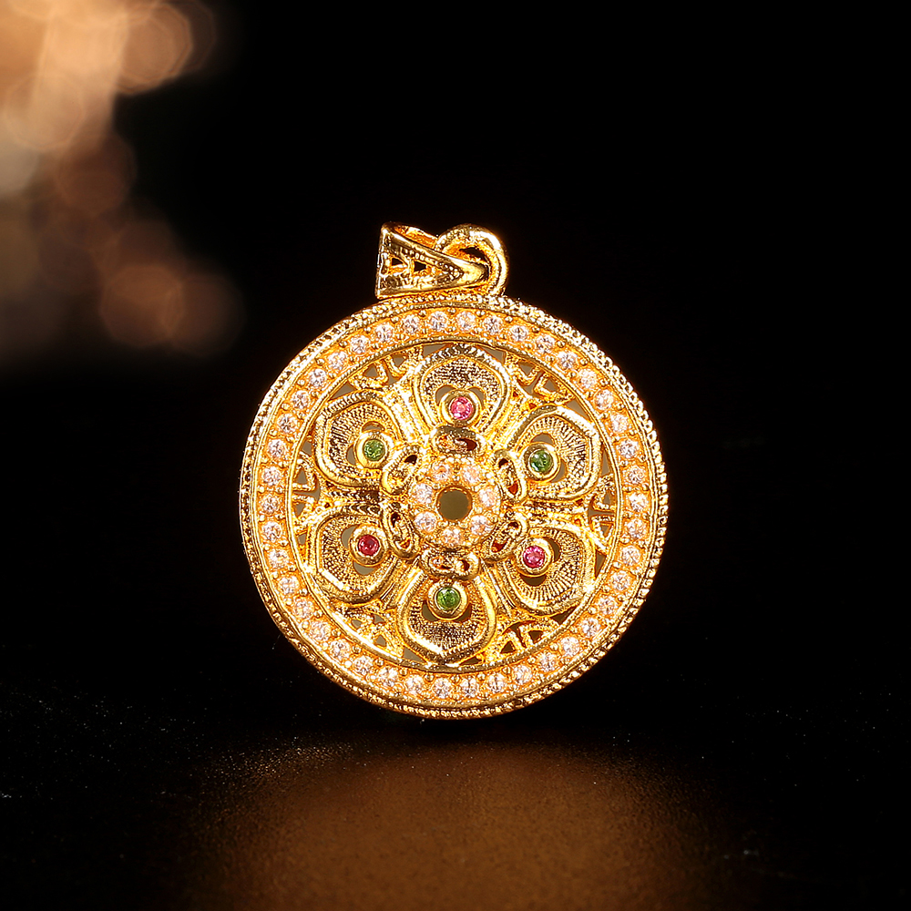 【小凤专属】18k金和田玉六字真言圆牌吊坠（不含链）轻奢时尚百搭