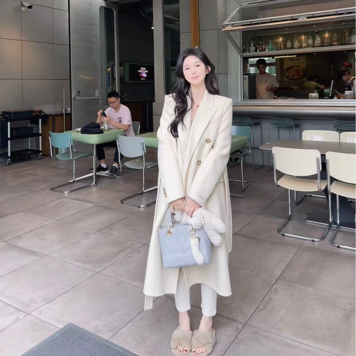 安妮-素汐欧尼 双面一百绵羊毛长款气质优雅秋冬羊毛大衣