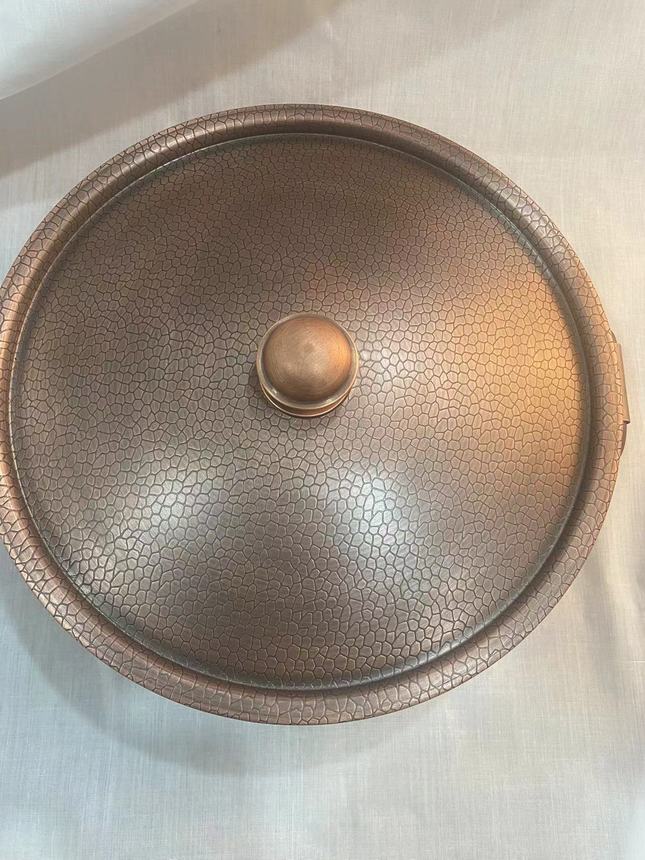 特厚纯紫铜铜火锅锅具家用铜锅龙纹图案电磁炉煤气灶通用老式