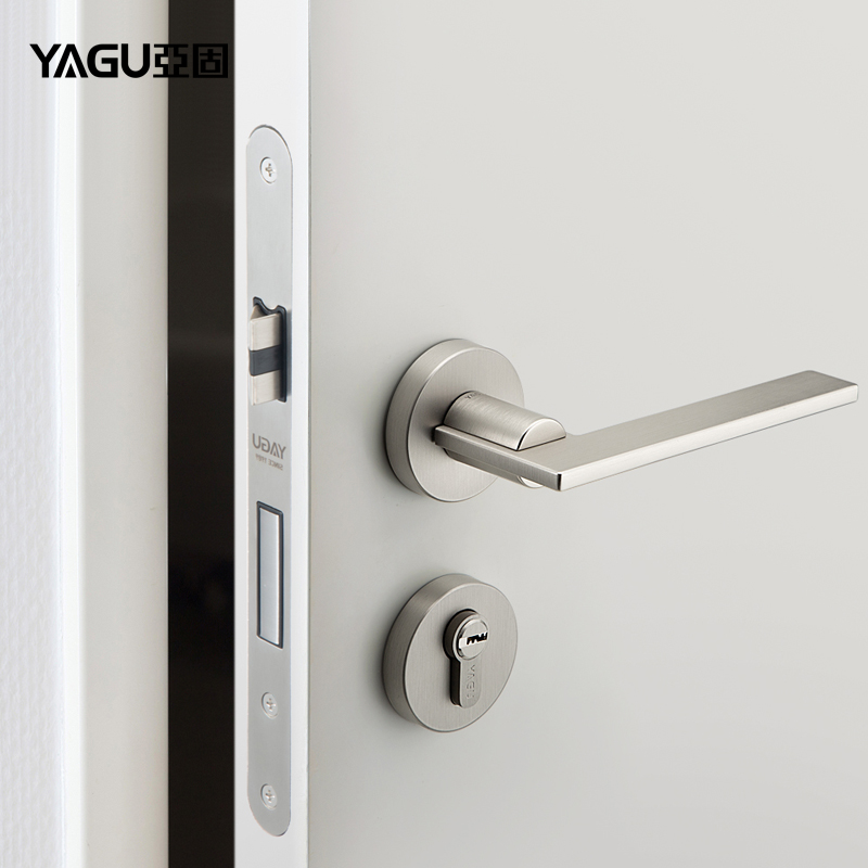 亚固北欧门锁简约分体锁房间门锁室内卧室静音现代门把手磁吸门锁