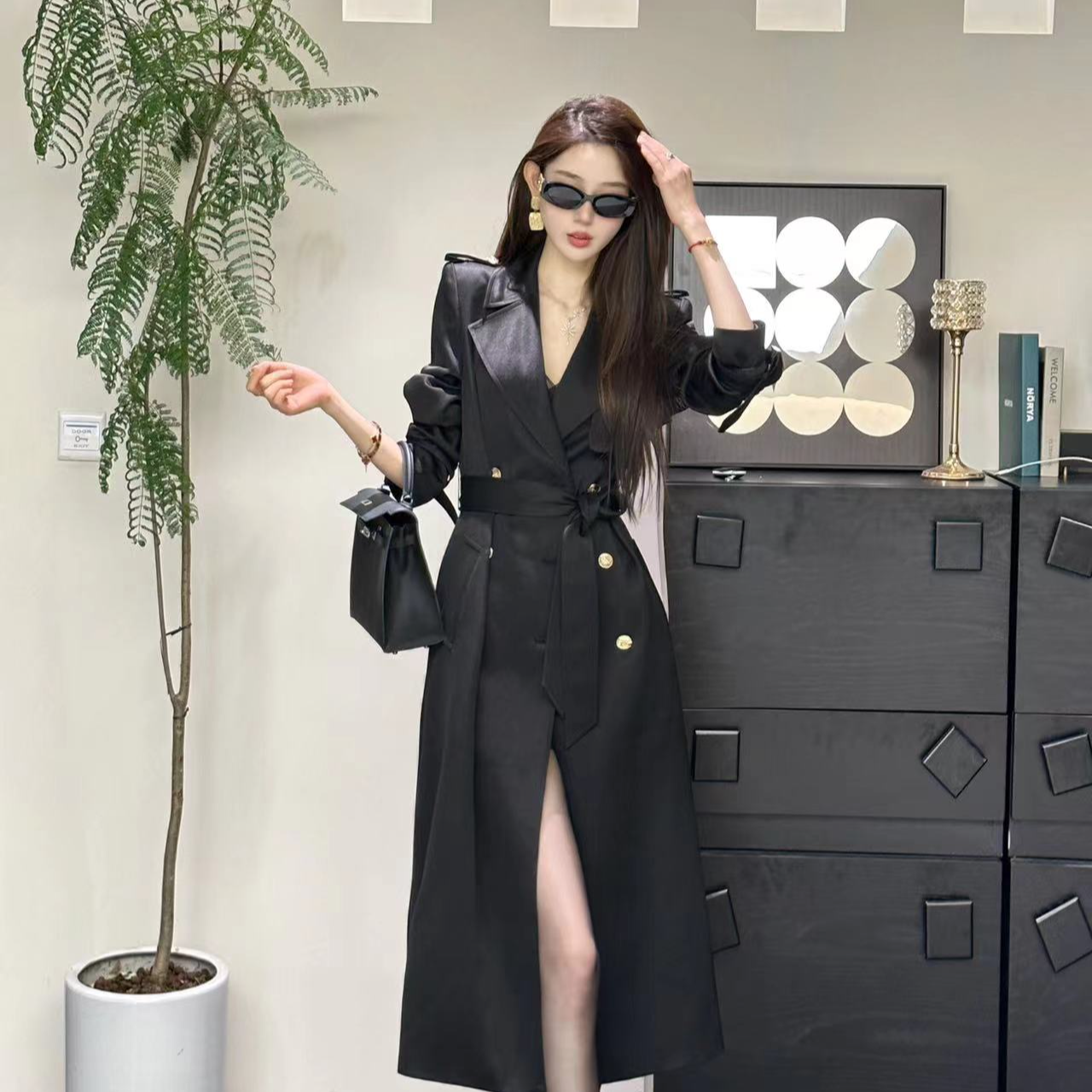 新款时尚气质中长款秋季风衣XT24423