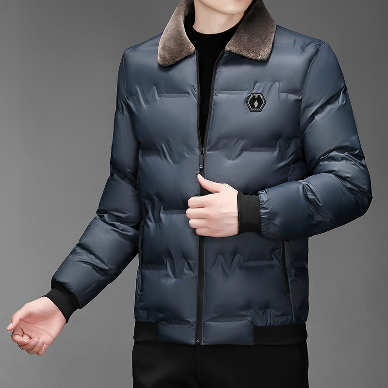 序世保罗男士商务休闲高端外套加厚简约外套爸爸装翻领毛绒*