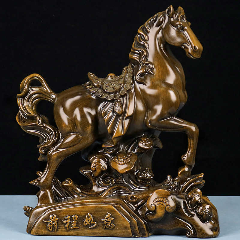 《前程如意马》公司办公桌酒柜客厅书房装饰高升摆件（长23高27cm）