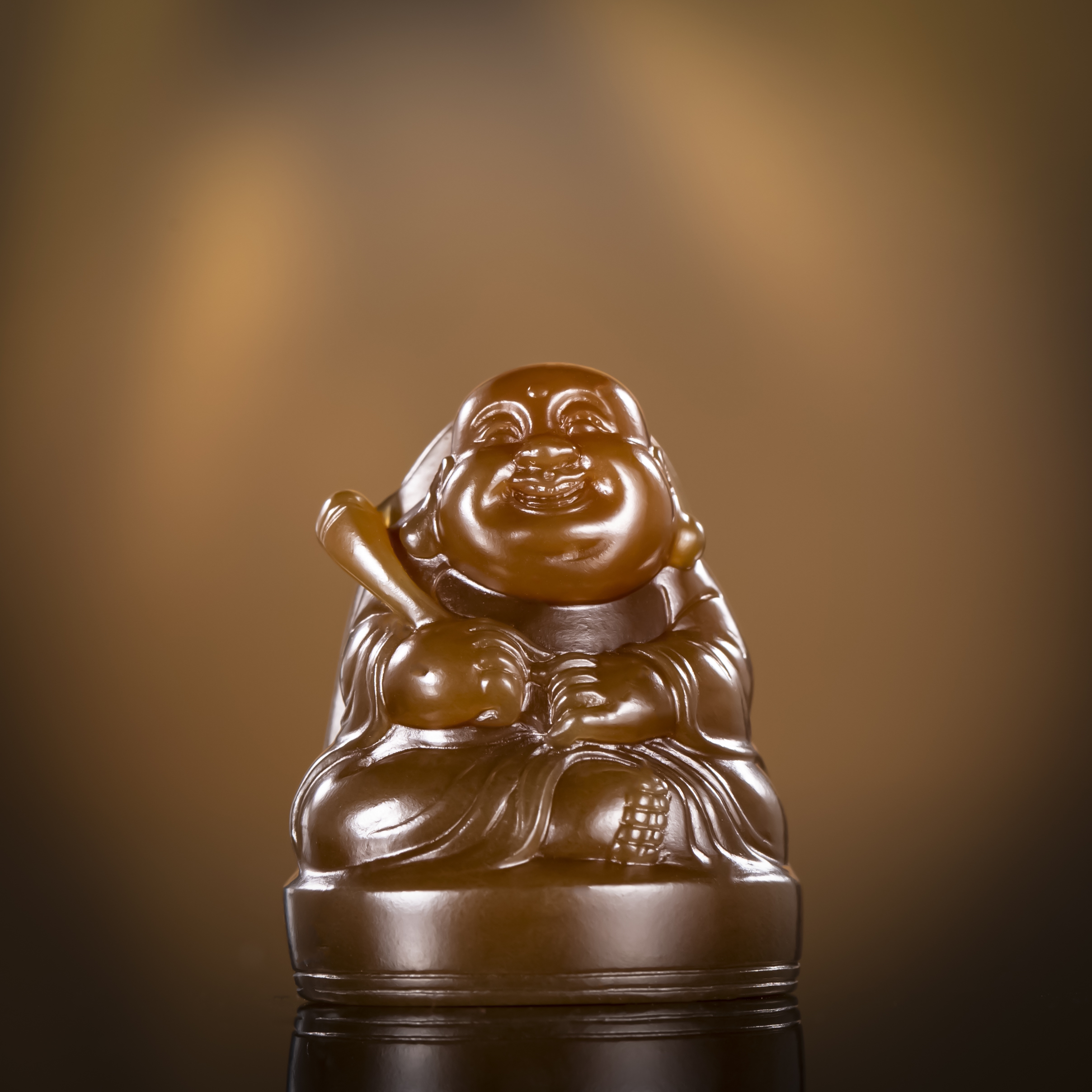 新疆和田玉且末金山纯糖雕刻：童子弥勒