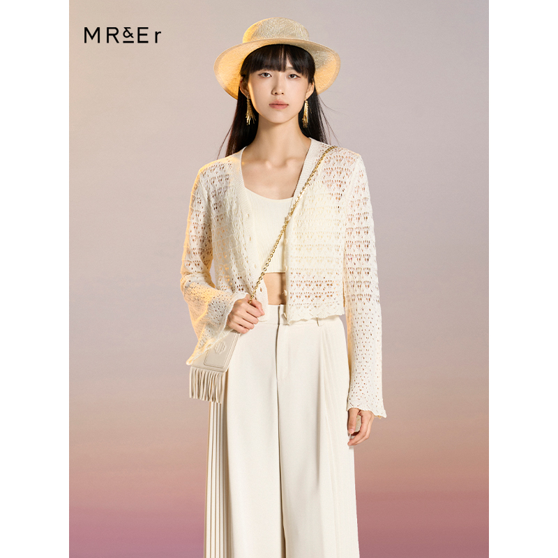 【专柜同款】复古镂空钩花防晒坎肩开衫女短款空调衫R4A50962