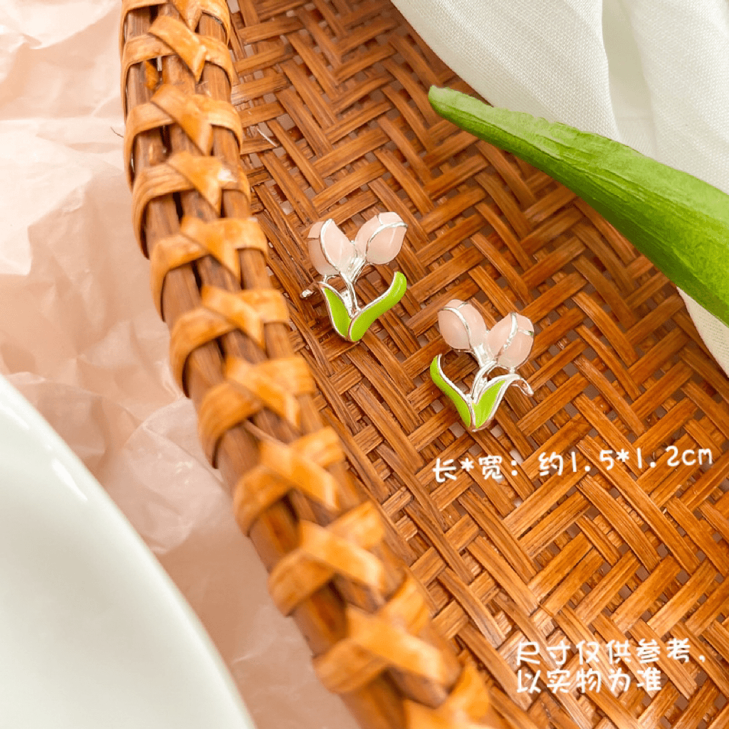 铜合金耳饰 【80】轻奢夏季新款郁金香耳钉气质耳环高级感设计耳饰