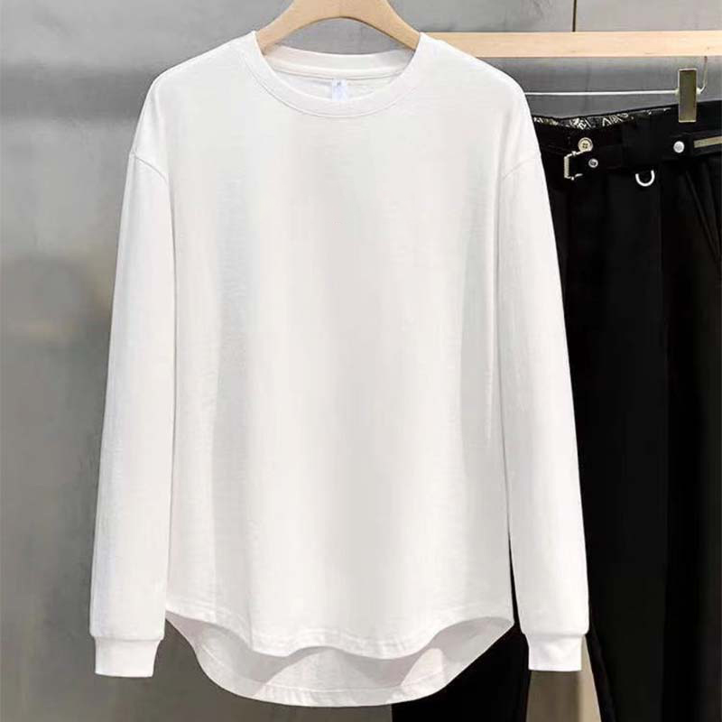婳娇纯色中长款t恤内搭女2025秋冬季弧形下摆长袖德绒保暖上衣潮