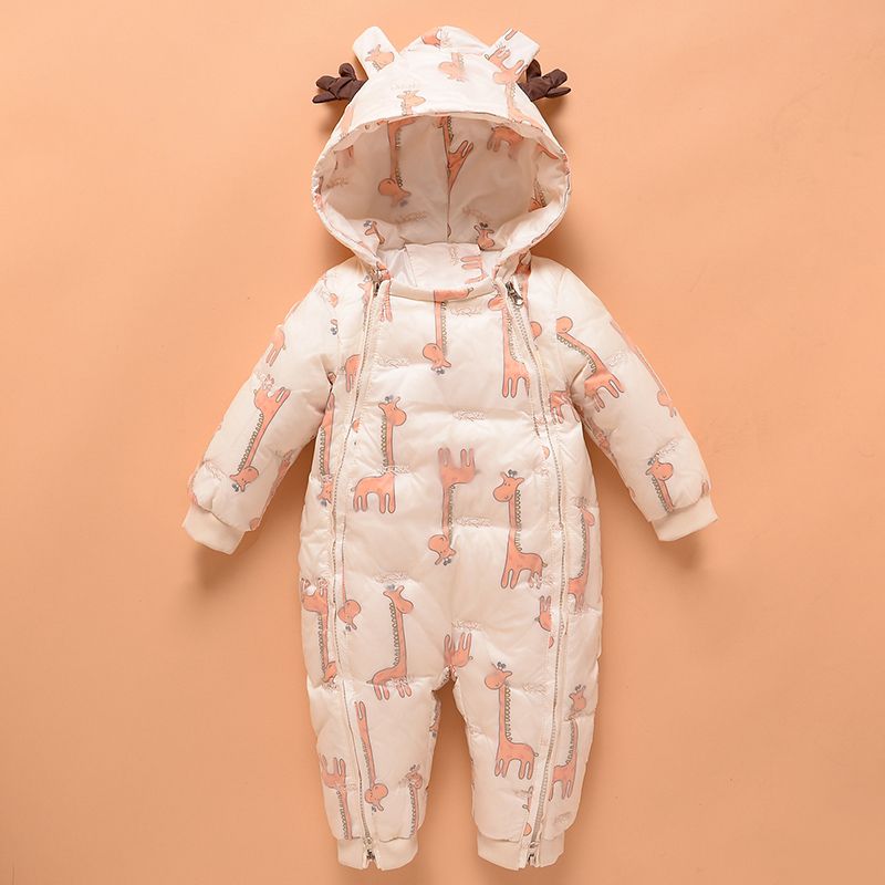 婴儿连体羽绒服冬季男女宝宝加厚保暖外出哈衣婴幼儿爬服反季冬装