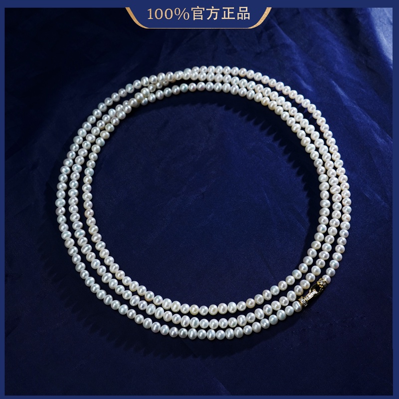 5-6mm卿兰A039 无核S925银淡水珍珠毛衣链强光时尚百搭