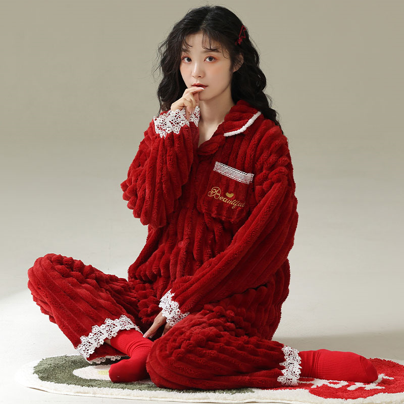 2025年本命年红睡衣女套装-起运红