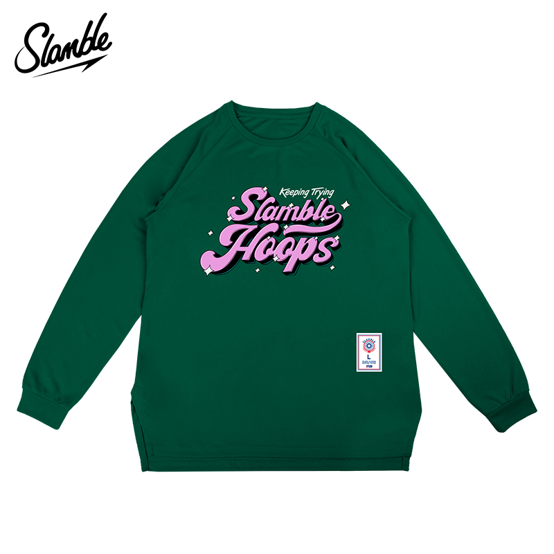 SLAMBLE秋冬新款字母印花运动长袖t恤男速干透气美式投篮服上衣潮