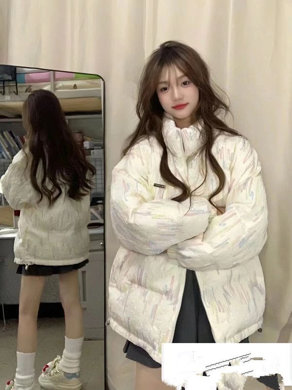 波司断码羽绒服款外套可爱羽绒衣女2023奶呼呼宽松彩虹压褶立领面
