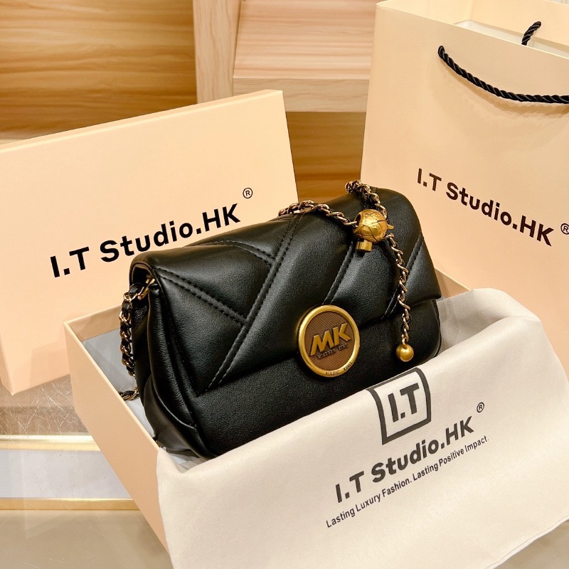 香港专柜MK真皮女包斜挎包2024新款时尚百搭女生小香风菱格单肩包