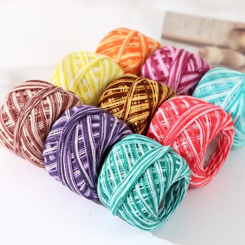 拍一发二3号段染蕾丝线手工柔软手编线（一团20克