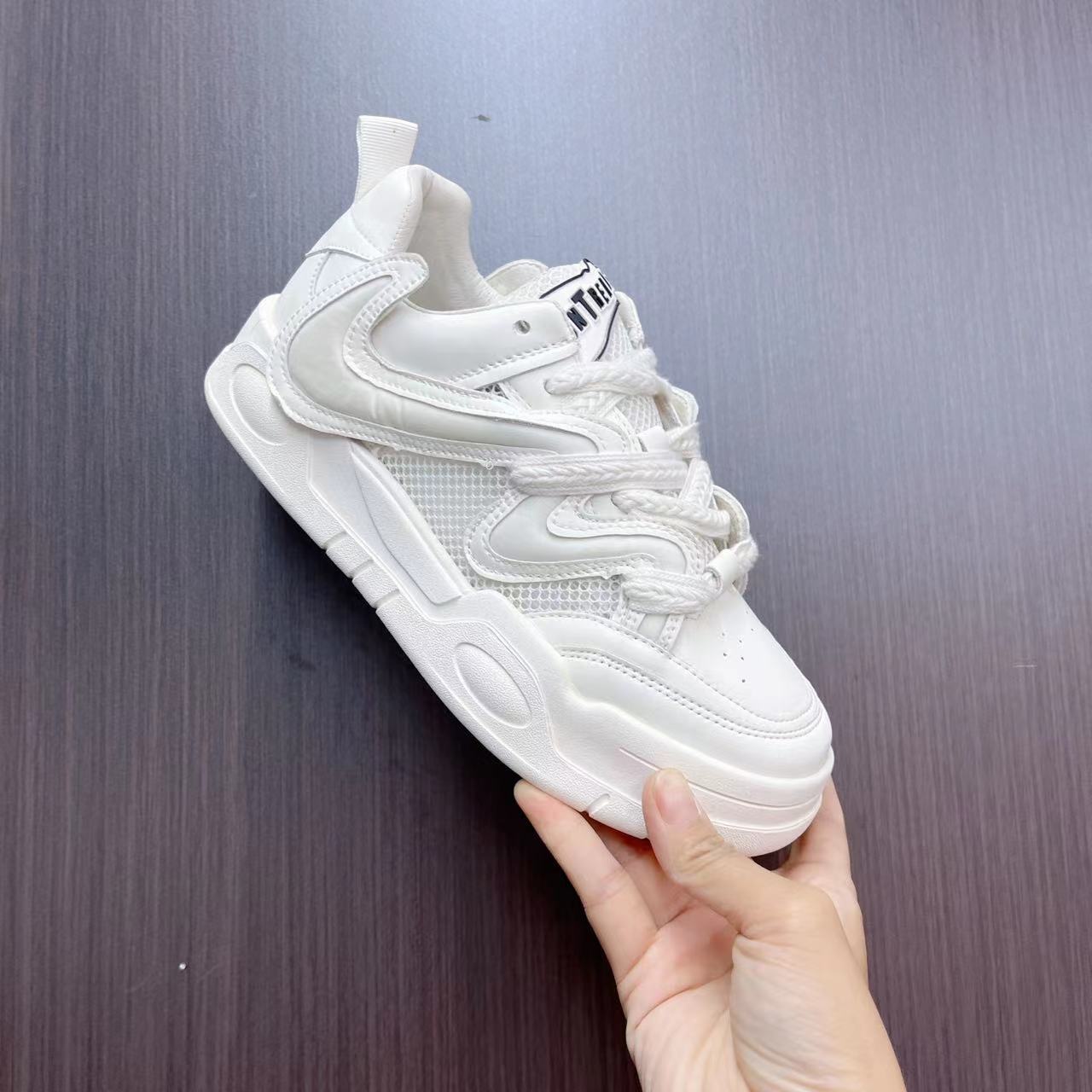 CL4343  米色  厚底圆头系带休闲运动鞋单鞋