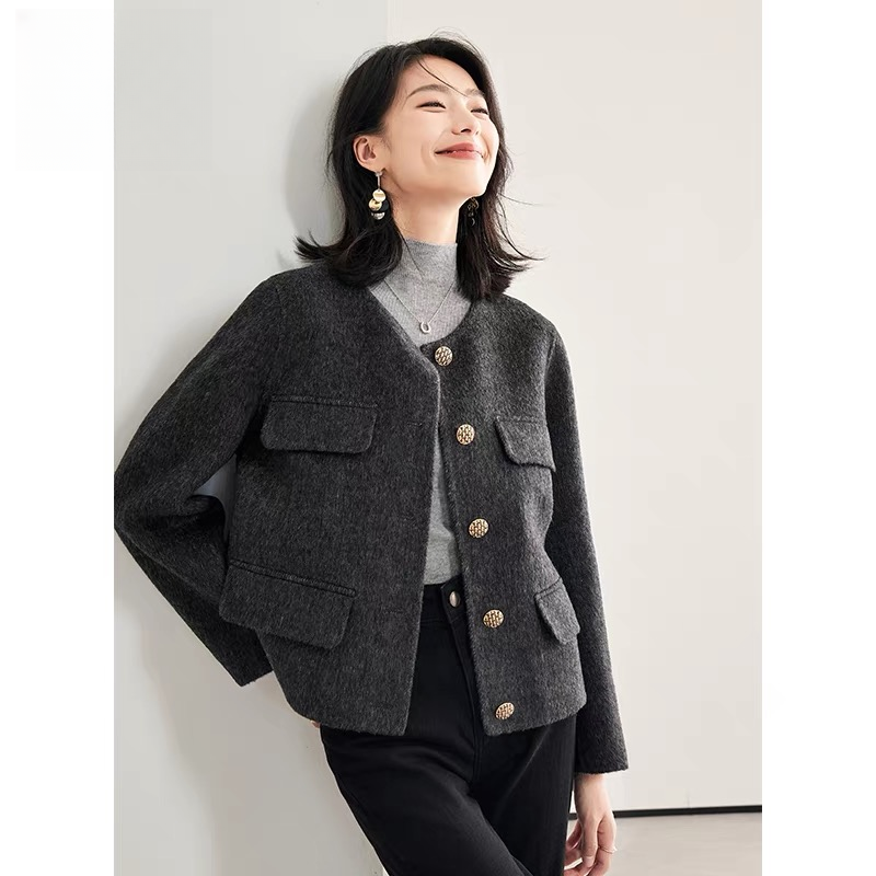 【小香风 】韩系名媛双面羊毛大衣女装气质 外套 百搭