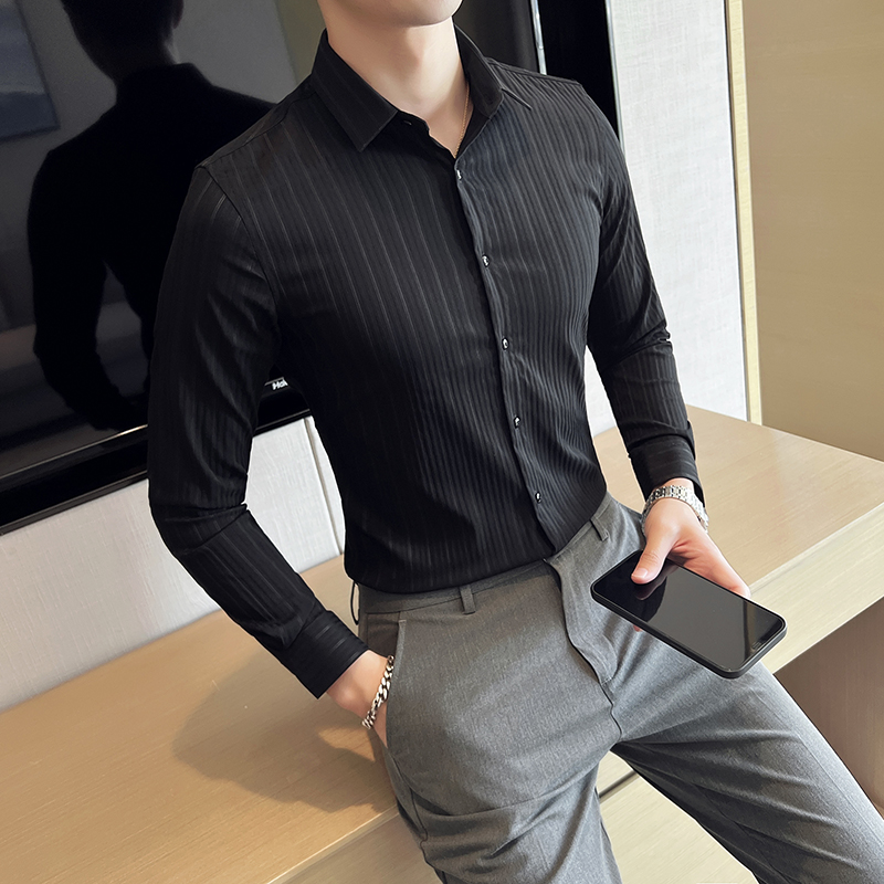 春秋季新款男士衬衣 男韩版修身潮流打底衬衣男上衣 休闲衬衣男潮
