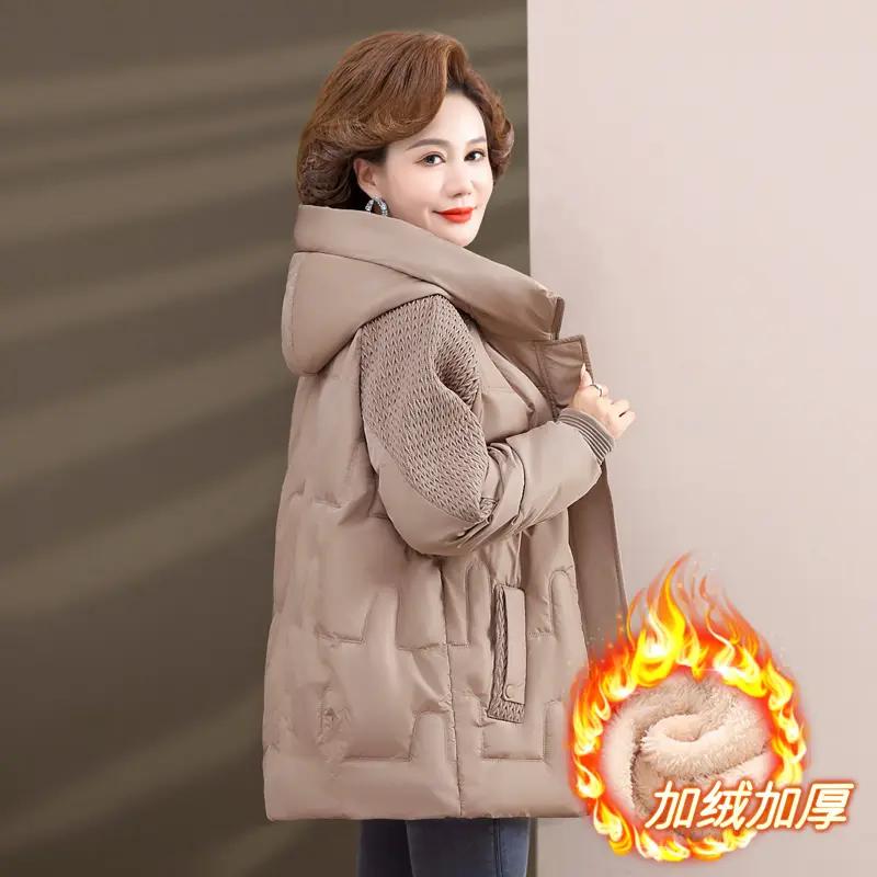 中年妈妈秋冬棉衣外套中老年女冬装加绒加厚宽松棉服棉袄2023新款