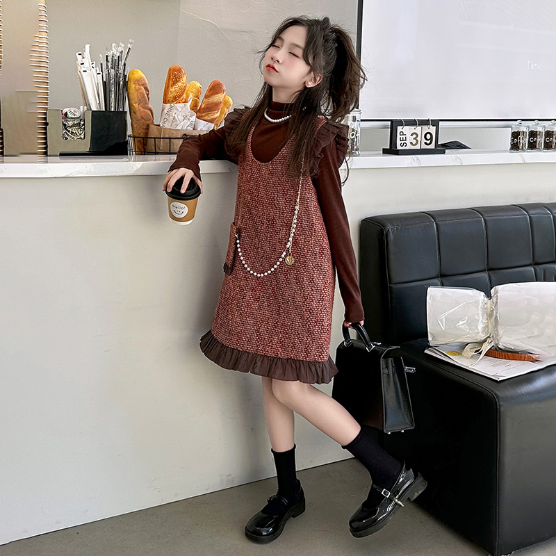 女童小香风连衣裙春季2025新款儿童女大童春秋款女孩春装裙子套装