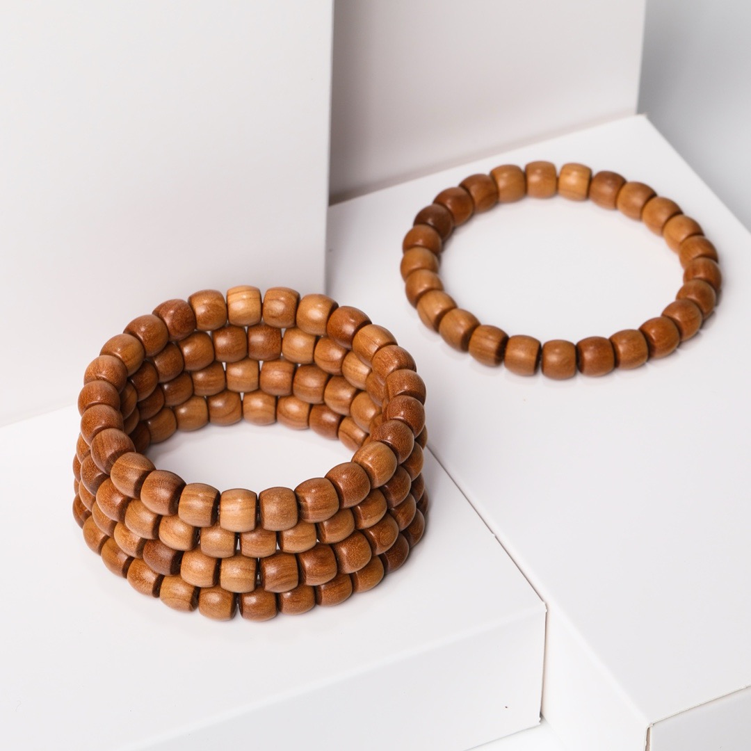 印度迈索尔老山檀香老型珠檀木手串直切珠檀香木手链搭配