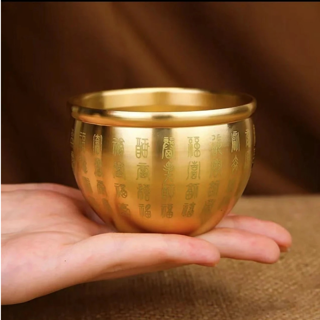 【粉丝专享】黄铜百福缸桌面小摆件家居客厅装饰品