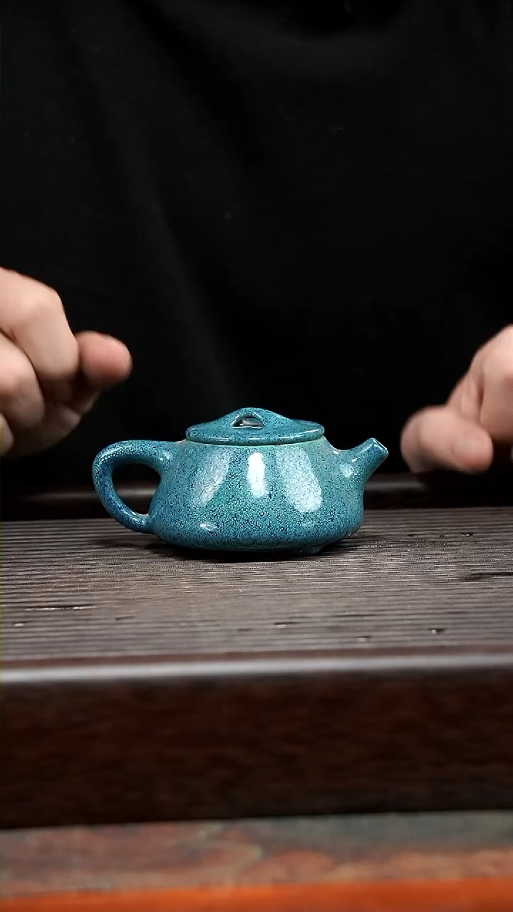 【闪购商品】紫砂茶壶景舟石瓢朱泥珐琅彩100cc