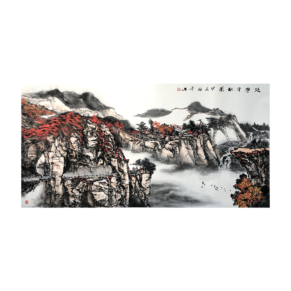 金东伟老师精选山水画作品——————《红袍文化》客厅少发背景墙挂画