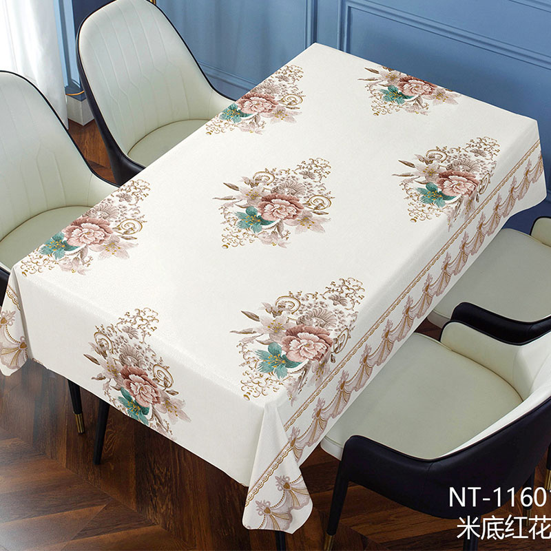 【水墨莲花】北欧风餐桌 茶几大花 PVC防水防油防烫桌布新疆包邮