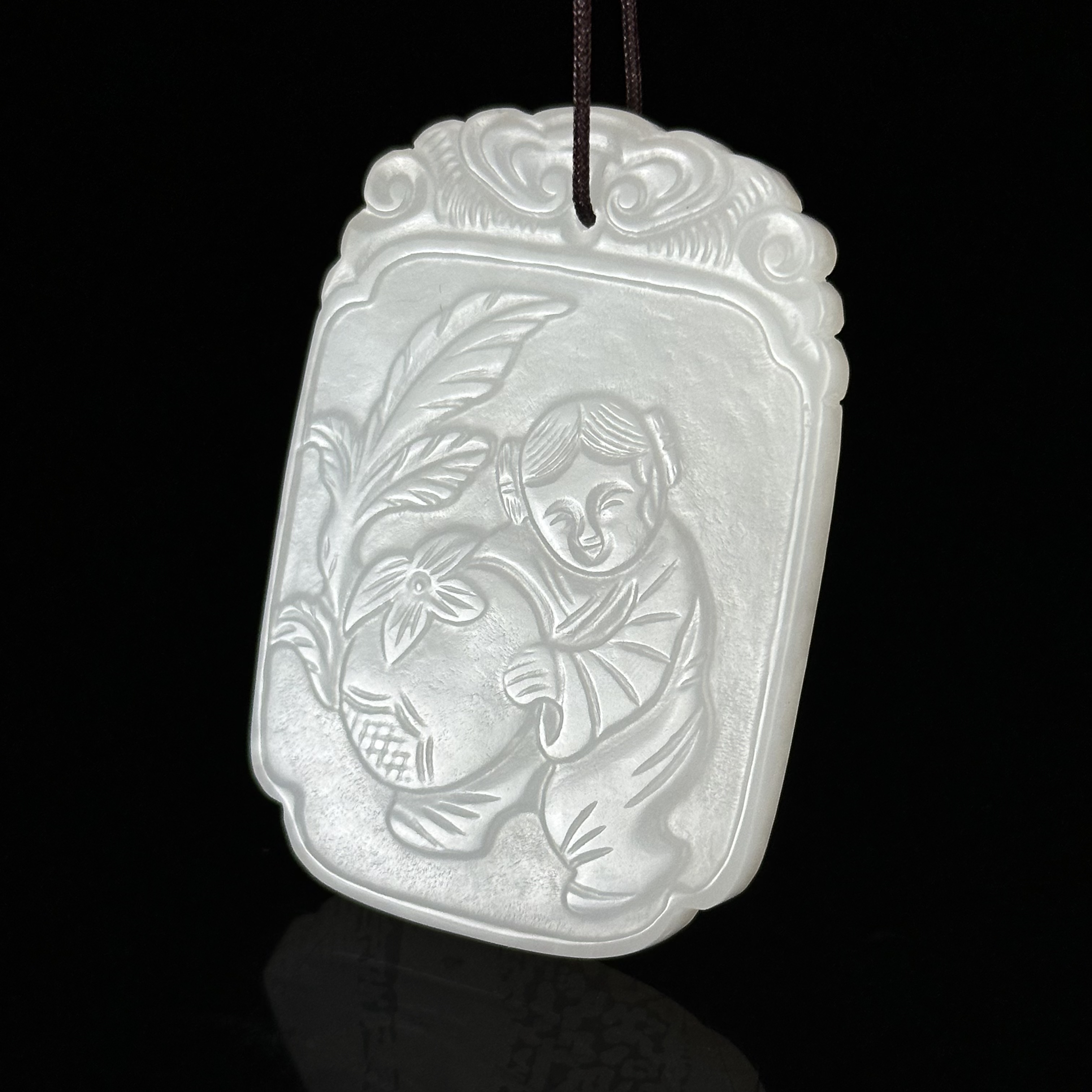 清和田玉灵仙祝寿牌佩 YS1031053*【上海兰馨】