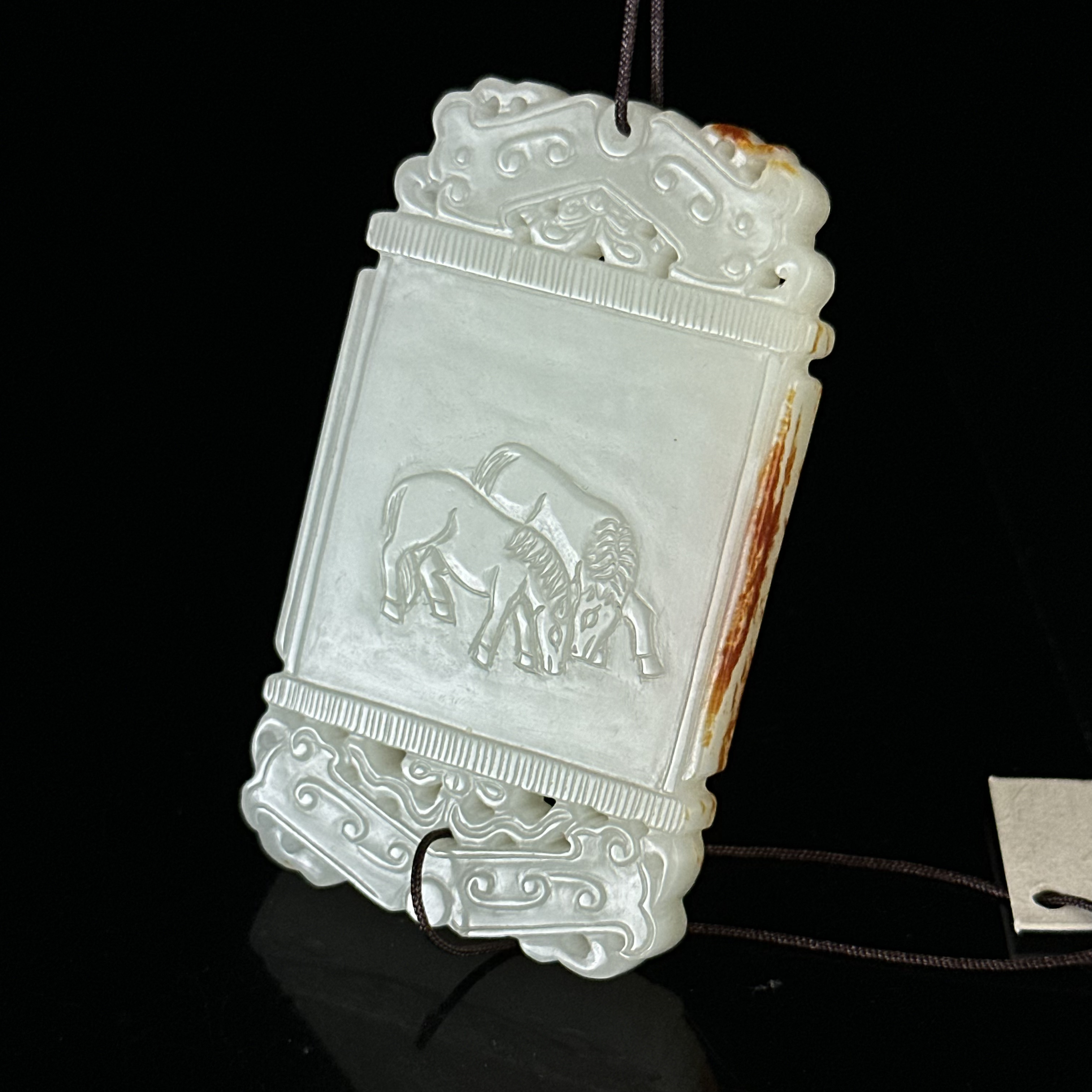 清和田玉双骏吉庆纹牌佩 ZR31113018*【上海兰馨】