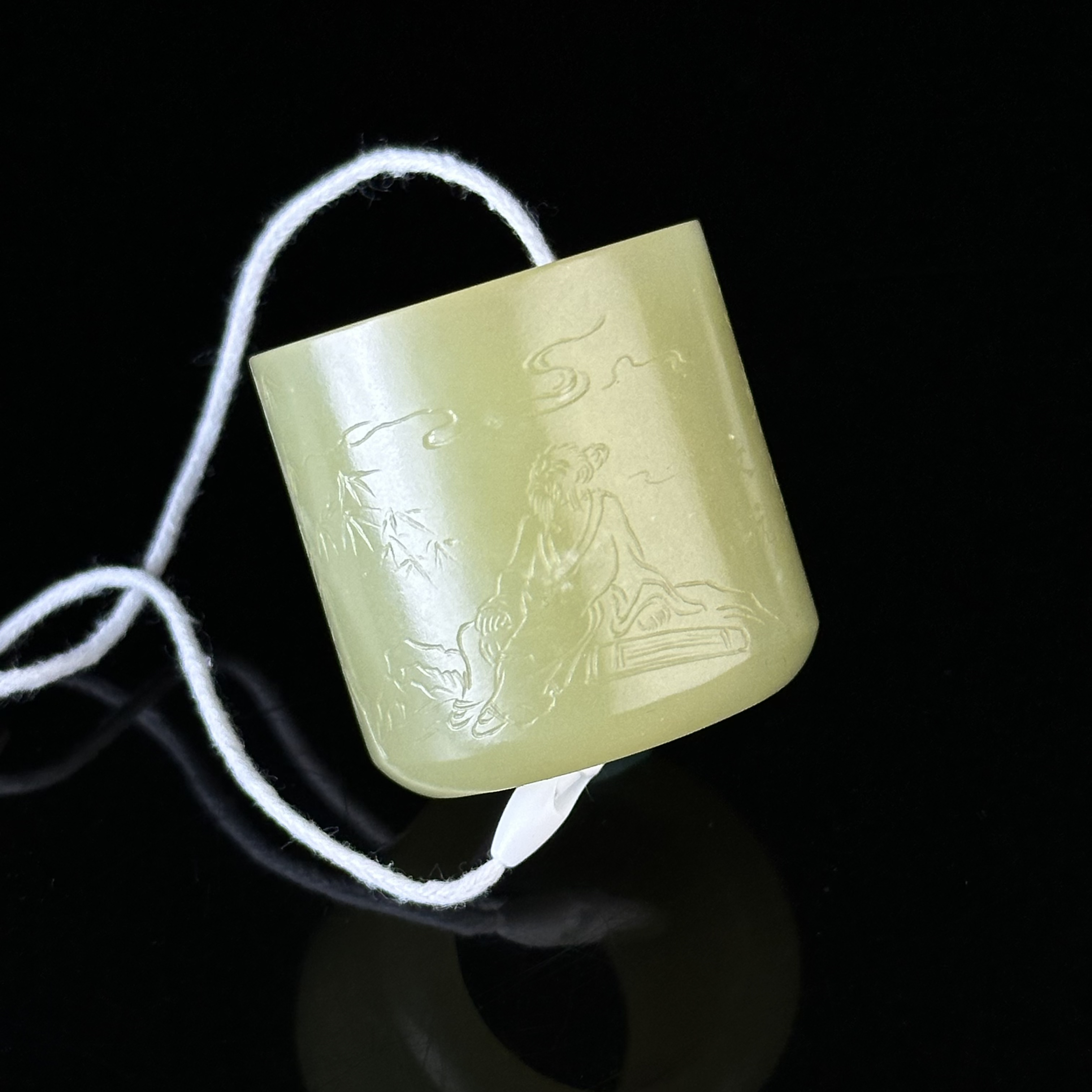 清和田黄玉高士人物纹扳指 ZR71203055*【上海兰馨】