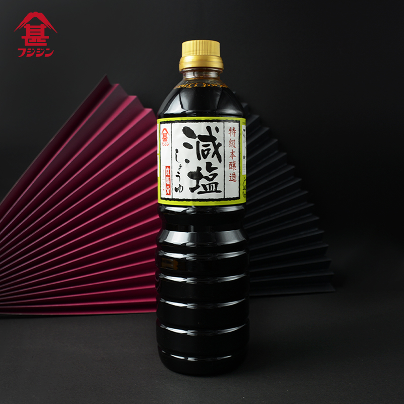 富士甚减盐酱油1000ml大瓶装日本原装进口酿造酱油薄盐日式少轻盐