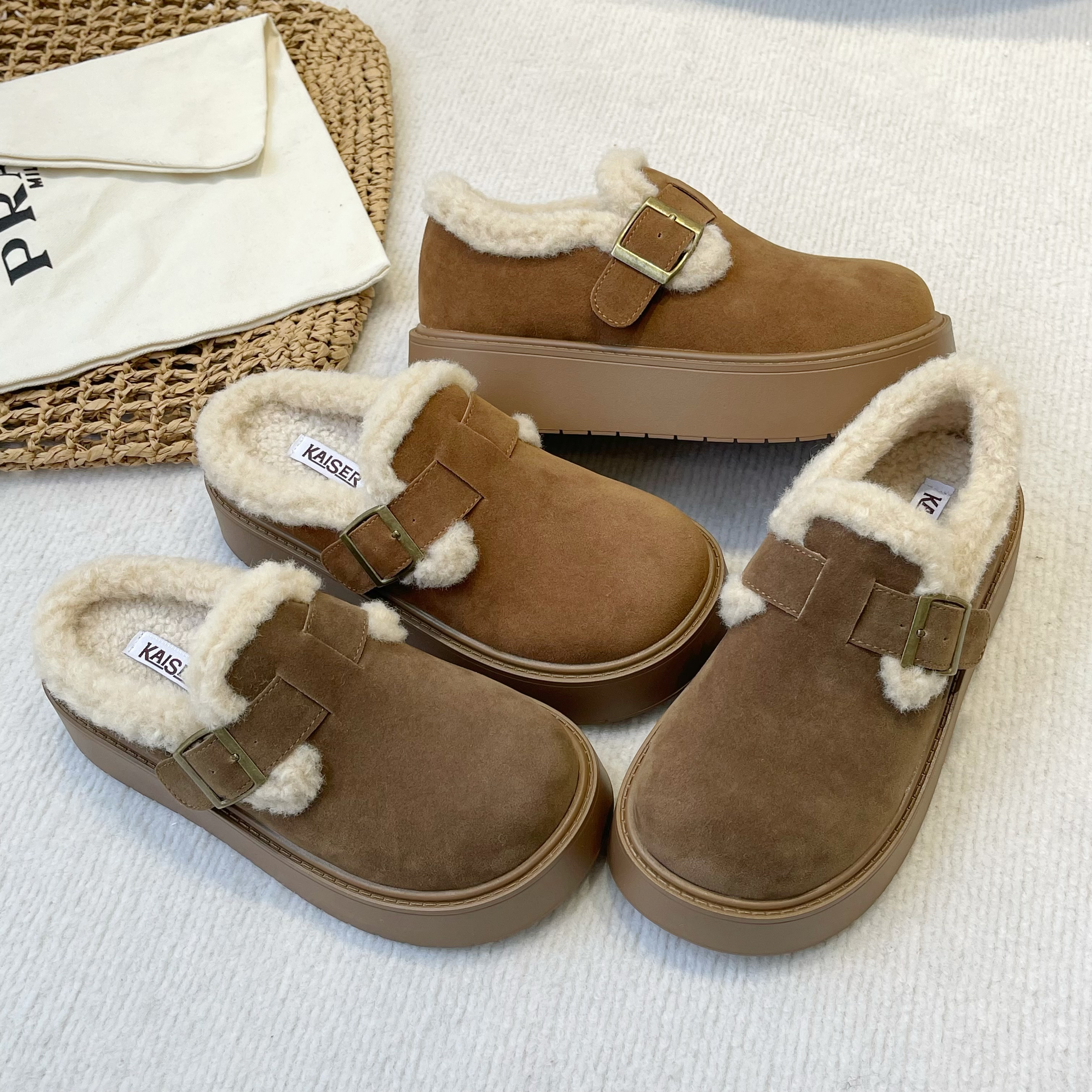 【酒窝专属】KAISER/凯撒厚底加绒勃肯鞋棉鞋-KS7892/KS7891