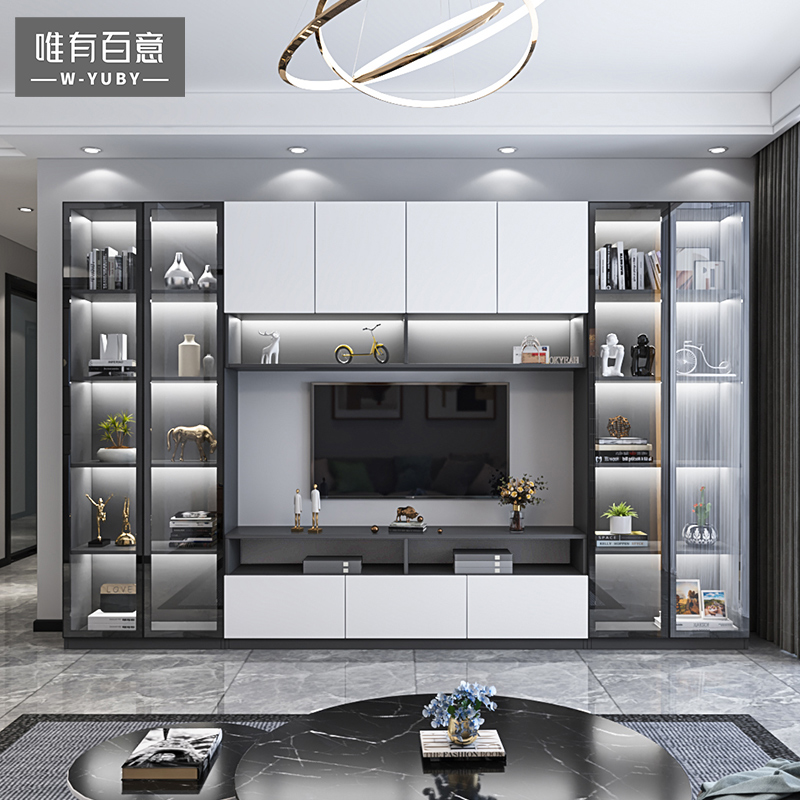 新款轻奢电视柜壁柜现代简约电视背景墙柜储物客厅茶几组合墙定制