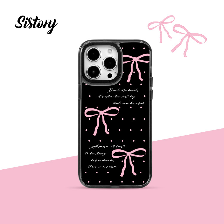 sistory 黑粉蝴蝶结 防摔可爱百搭 适用iPhone17promax16 15