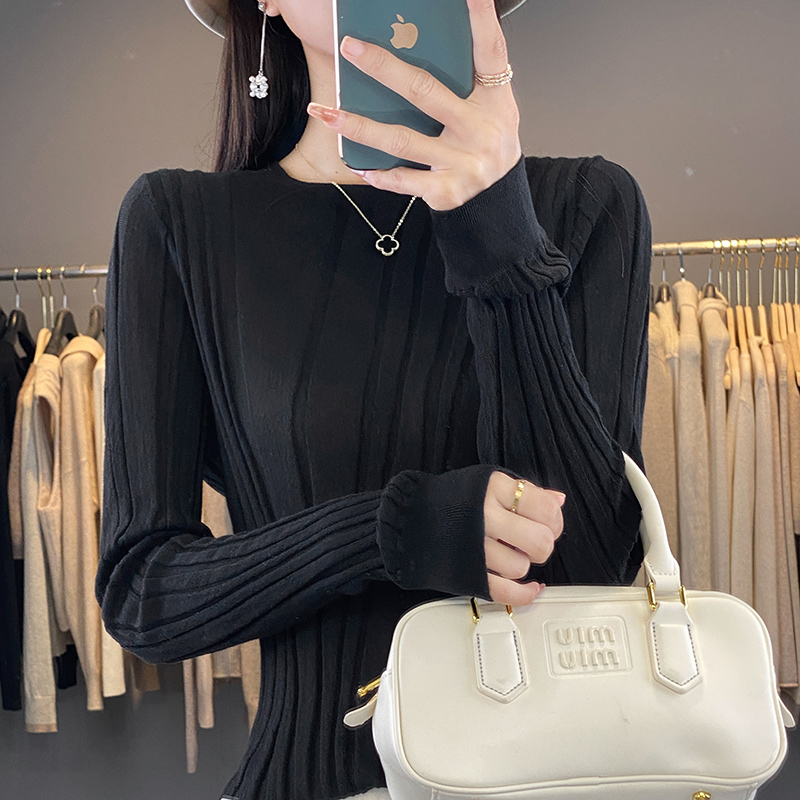 乱坑圆领针织衫有温度有廓形气质时尚