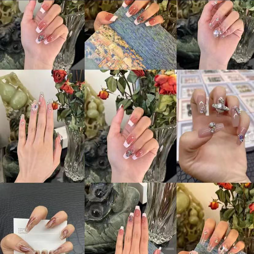 纯手工穿戴甲中长款秋冬网红爆款手工穿戴甲可方便拆卸可重复使用