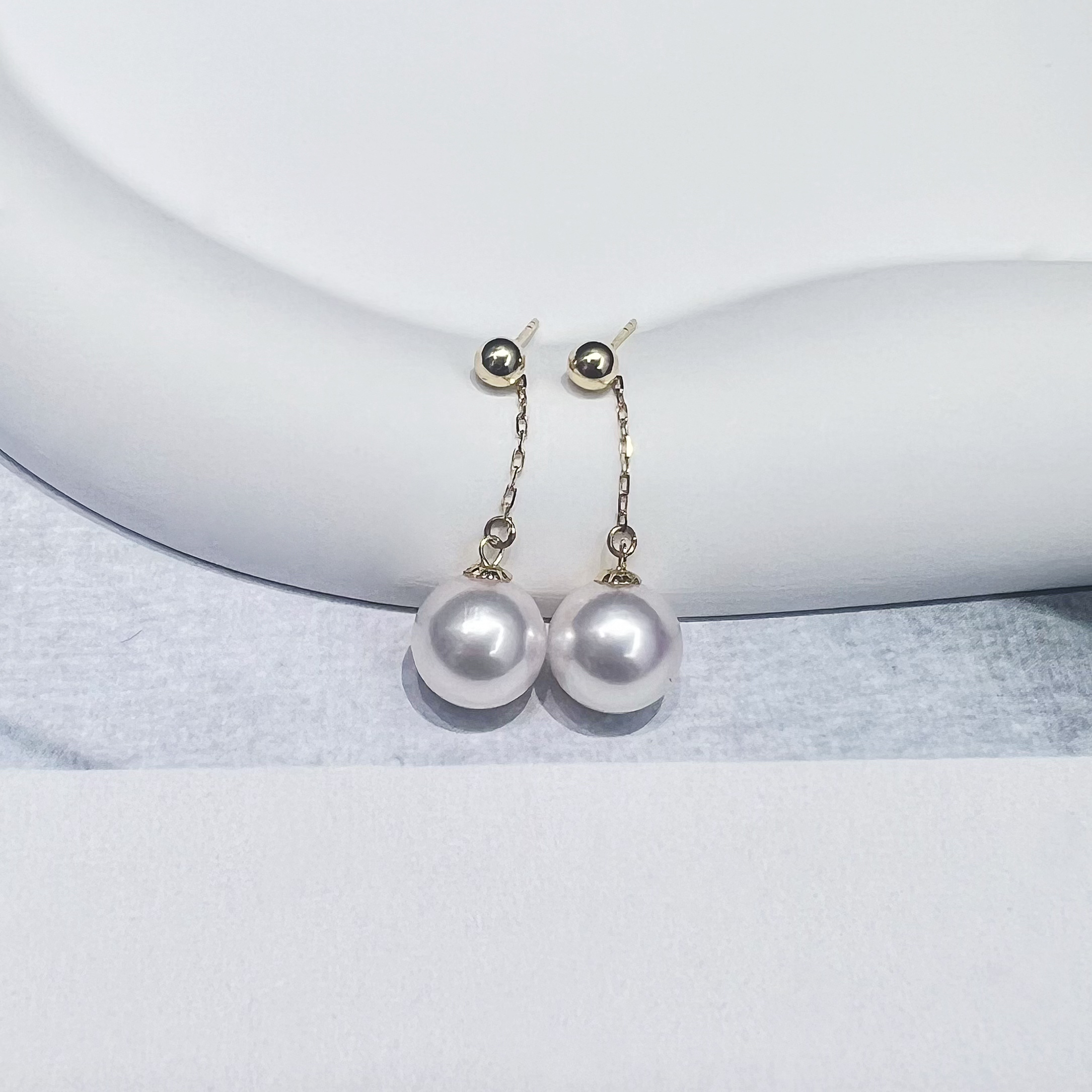 风在吹||海水Akoya*耳线*18K金镶嵌【JA019】