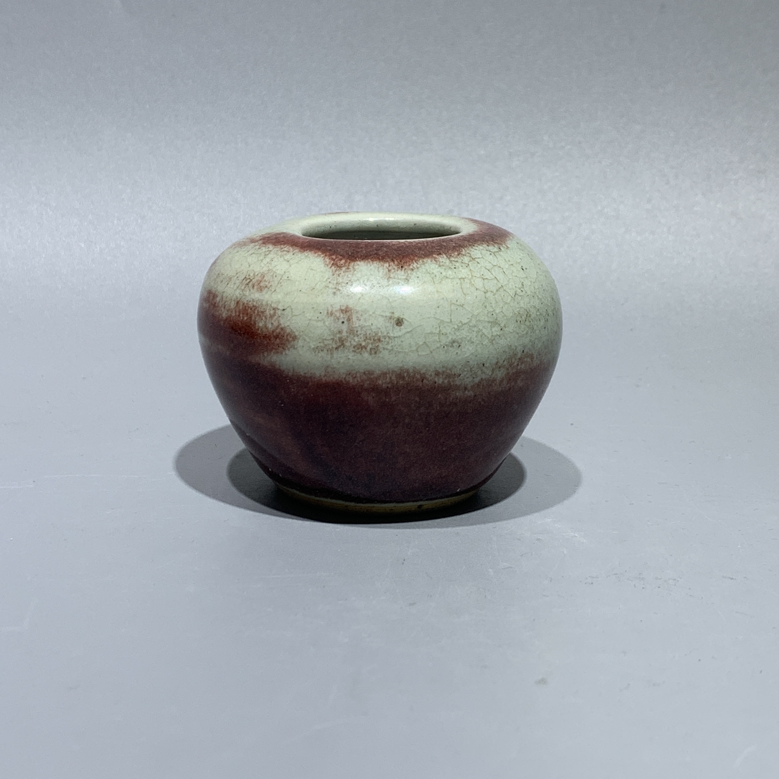 l002057.清乾隆•红釉水盂【古董收藏】