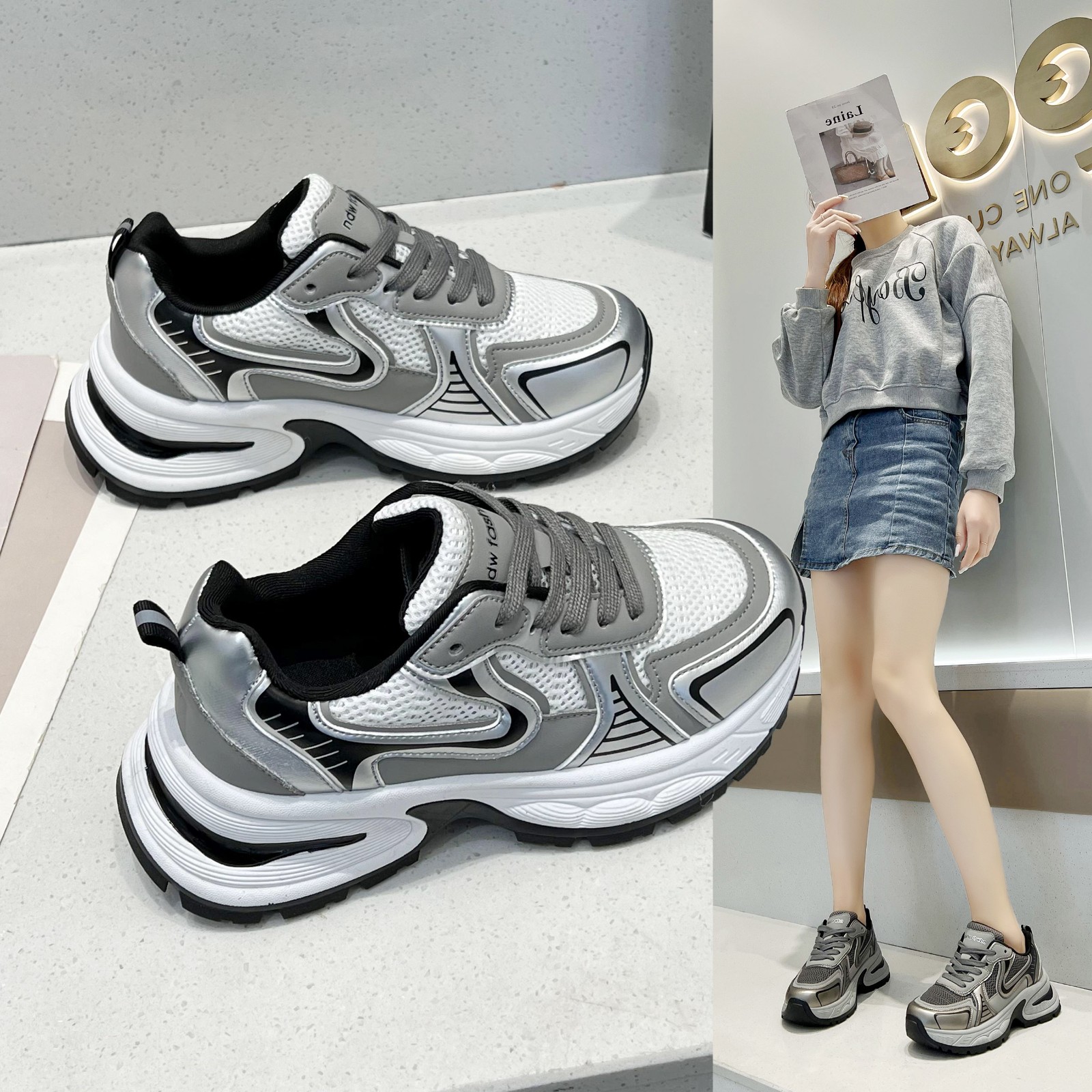 101新款厚底运动休闲时尚百搭老爹鞋