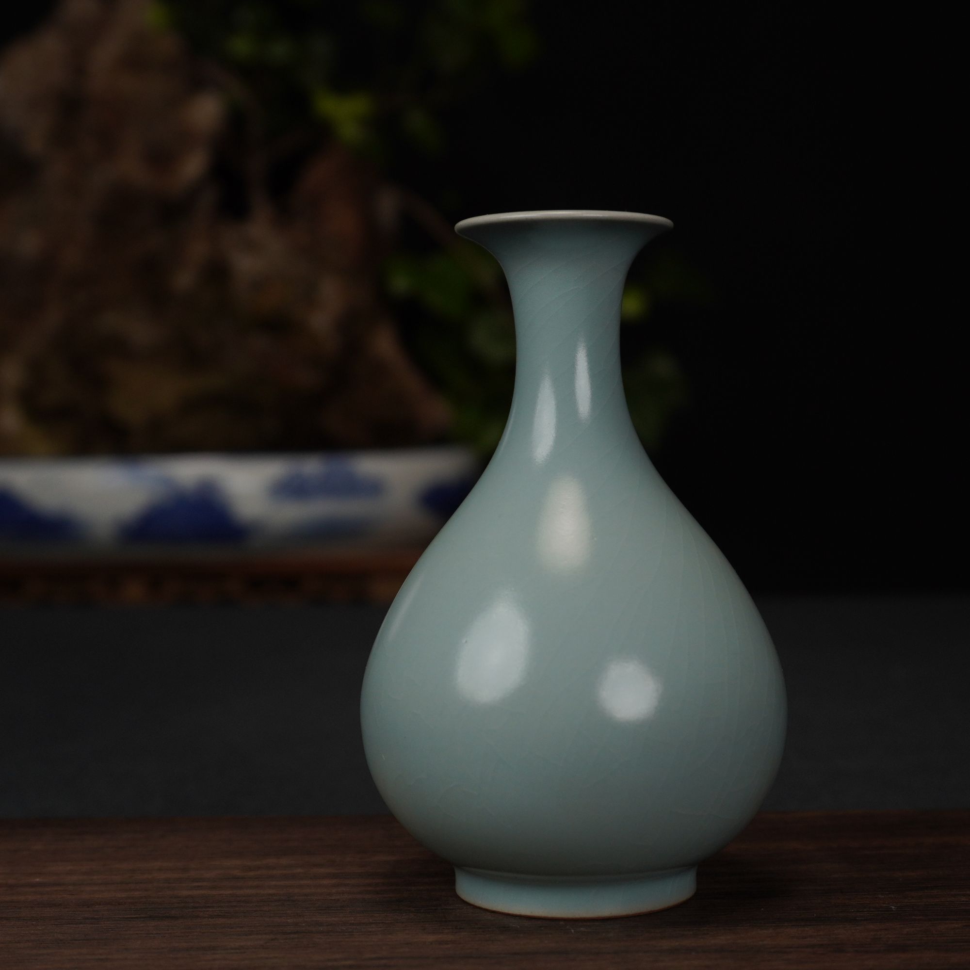 花插（玉壶春瓶）仿汝窑  清凉寺原矿石釉 