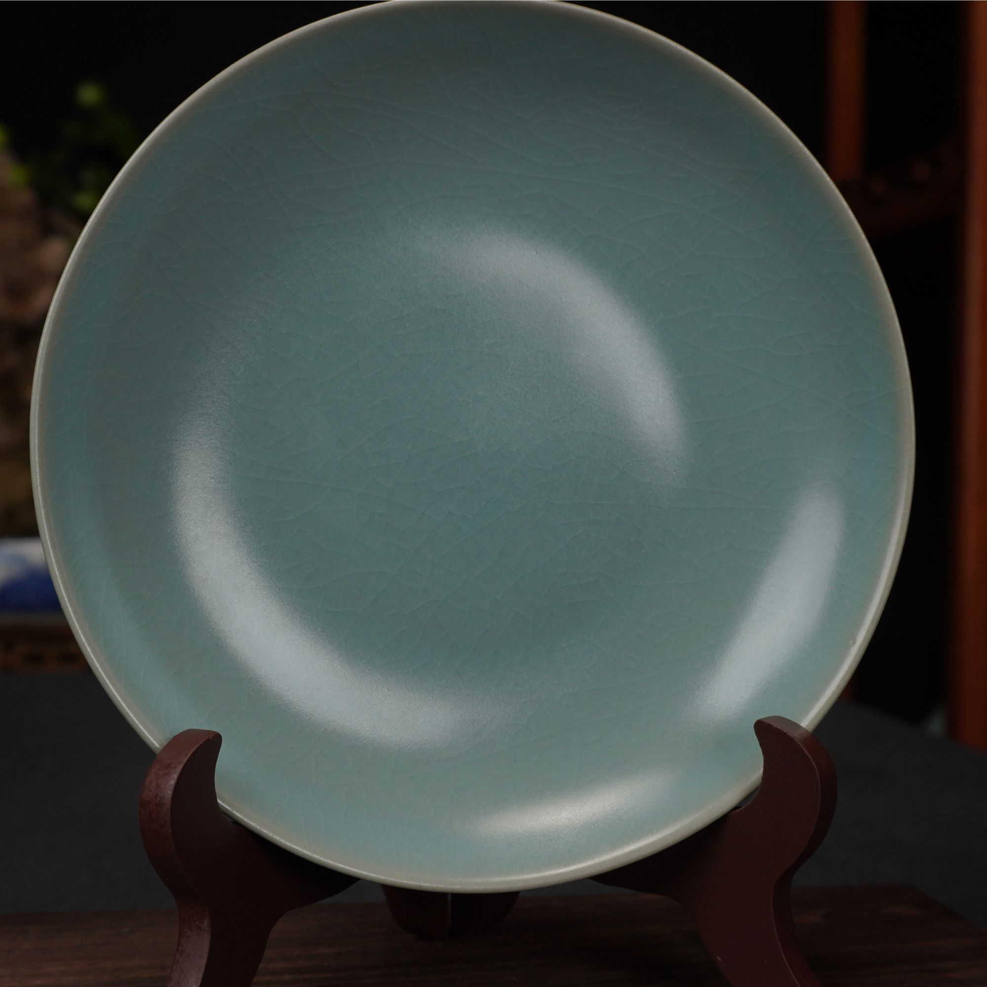 盘   清凉寺原矿石釉     天青釉 纯手工 复古大盘