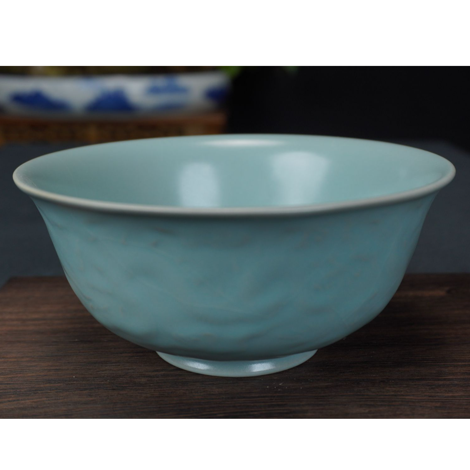 龙碗  清凉寺原矿石釉  天青色釉  容量约500ml复古