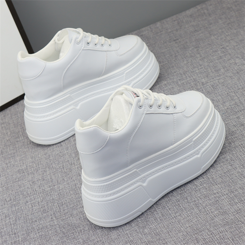 超高跟内增高12cm小白鞋女2023秋季新款松糕厚底百搭轻便休闲女鞋
