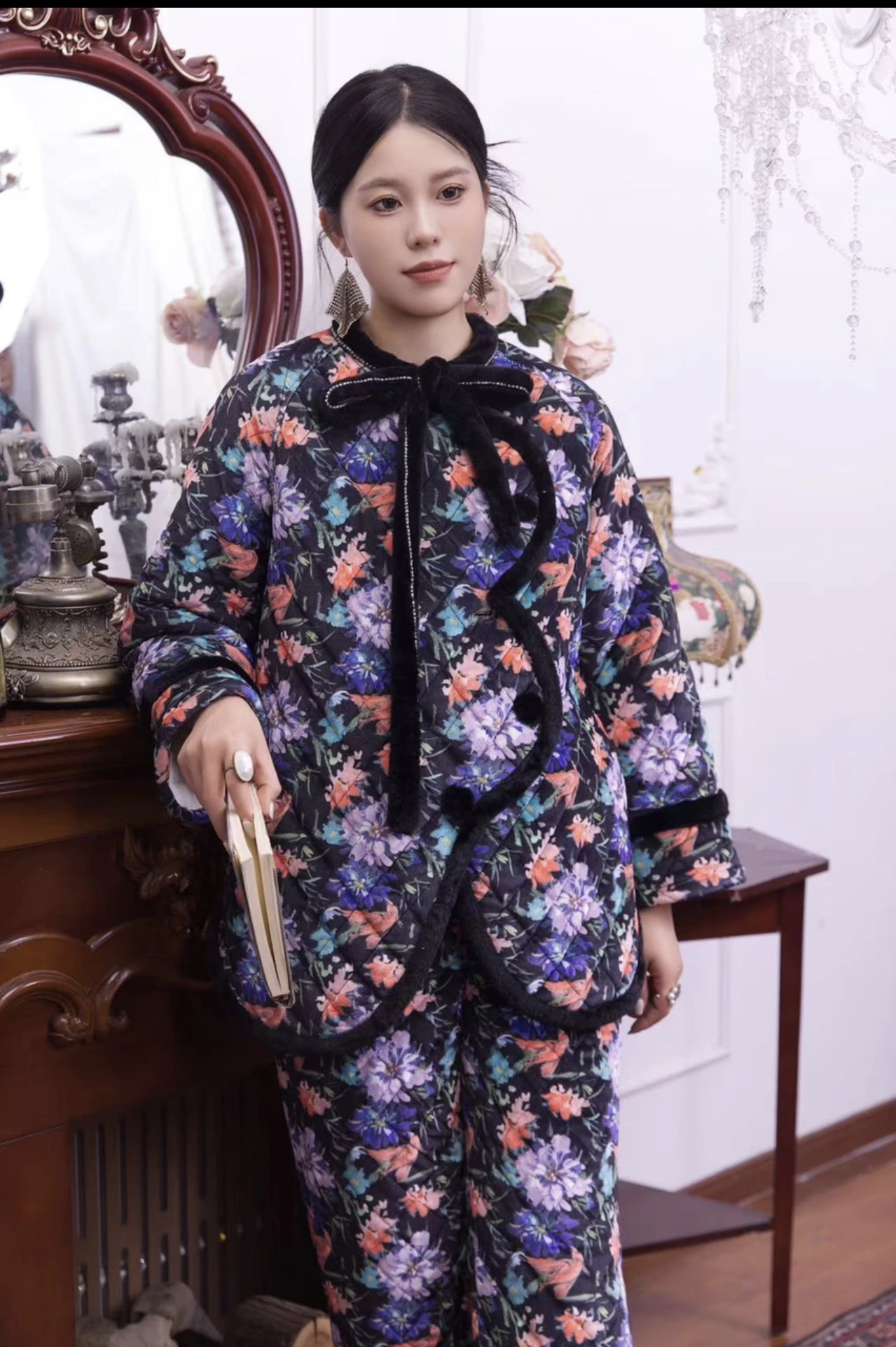 原木彼岸花开加棉加厚可外出家居服