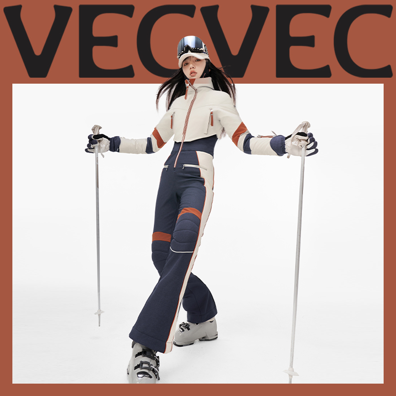 VECVEC双板滑雪服女款宽松保暖羽绒内胆防风防水加厚滑雪衣羽绒服