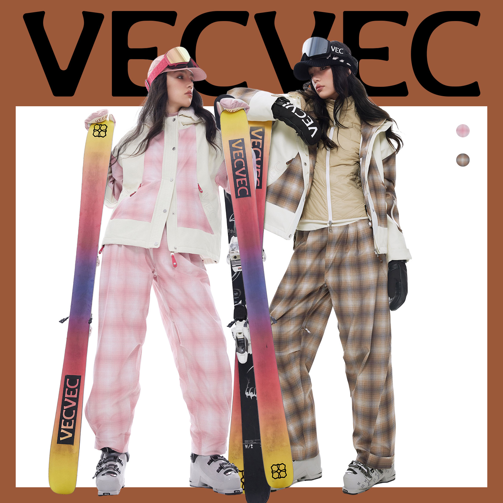 VECVEC单双板滑雪服套装自由式3L羊羔绒女款保暖防风防水透气耐磨