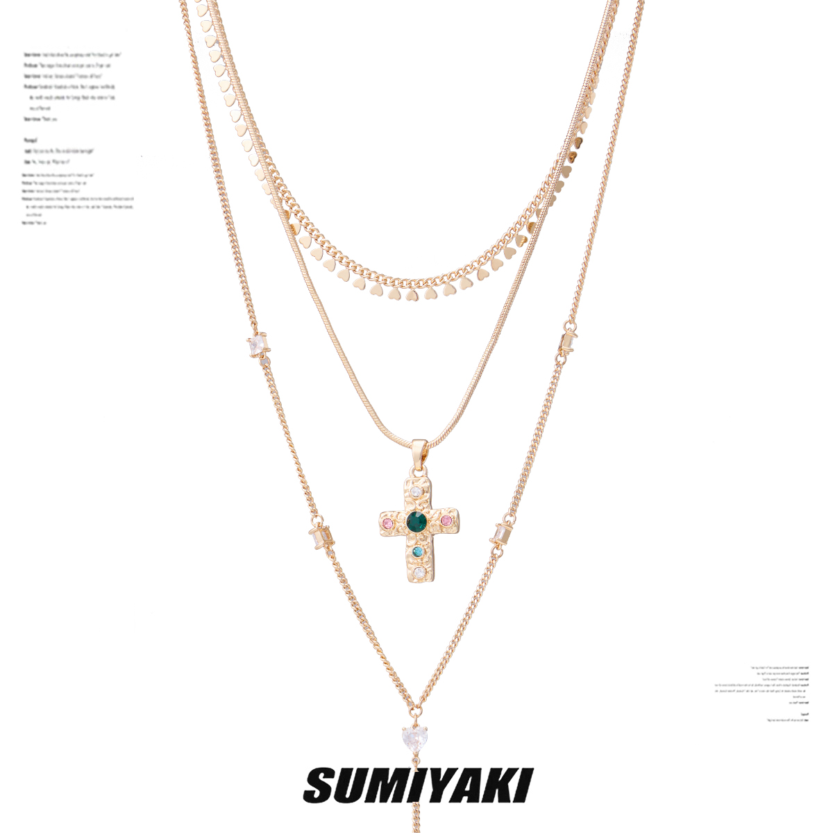 铜合金合成锆石项链 SUMIYAKI 经典美式辣妹十字架项链