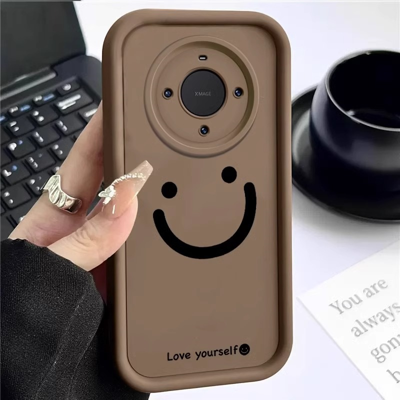 华为mate40pro手机壳纯色50e简约笑脸mate60全包防摔保护套60pro+